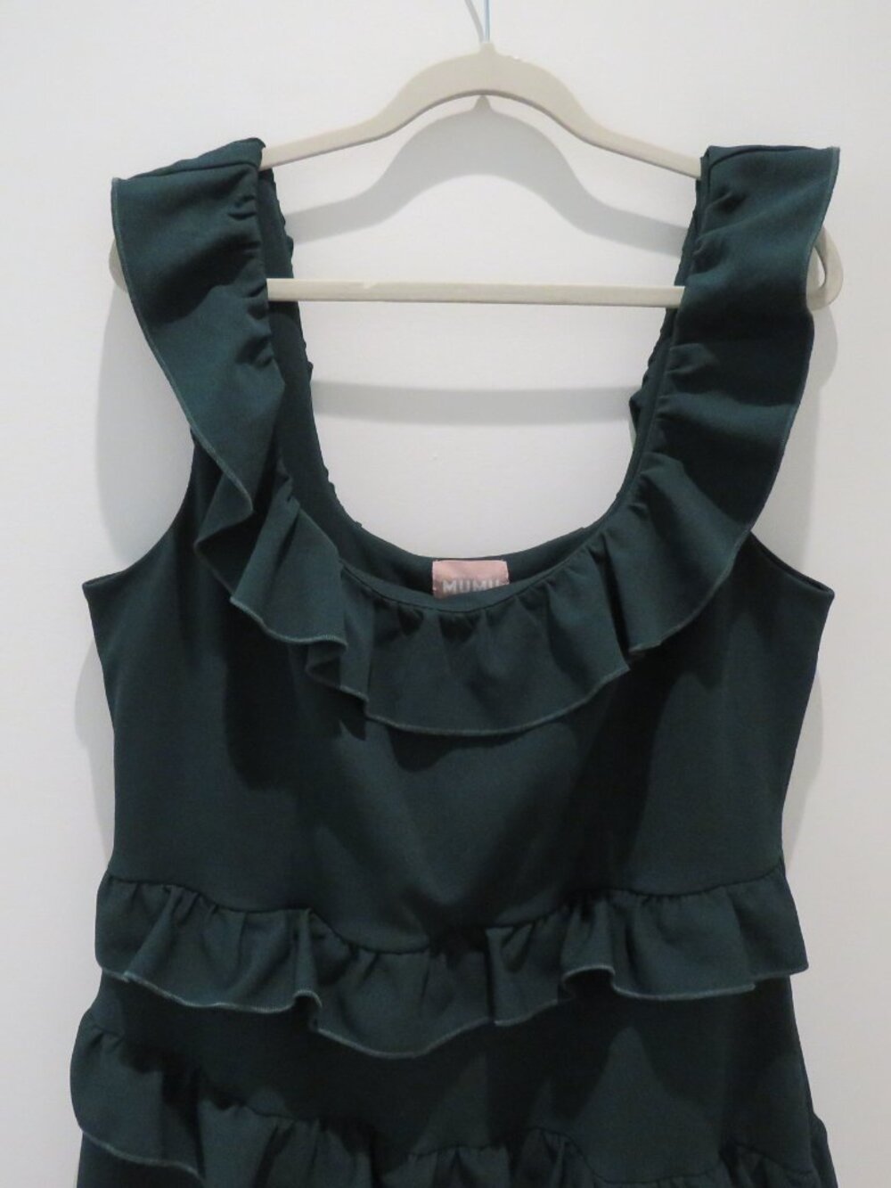 SHOW ME YOUR MUMU Greta Ruffle Midi Dress Emerald Green Sz 1X Wedding Cocktail - Picture 5 of 13